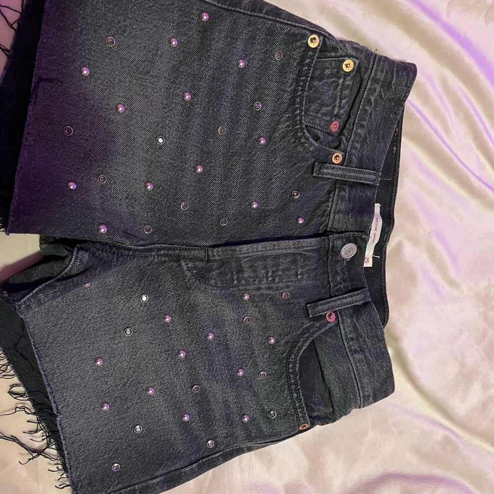 Levis black denim bling shorts